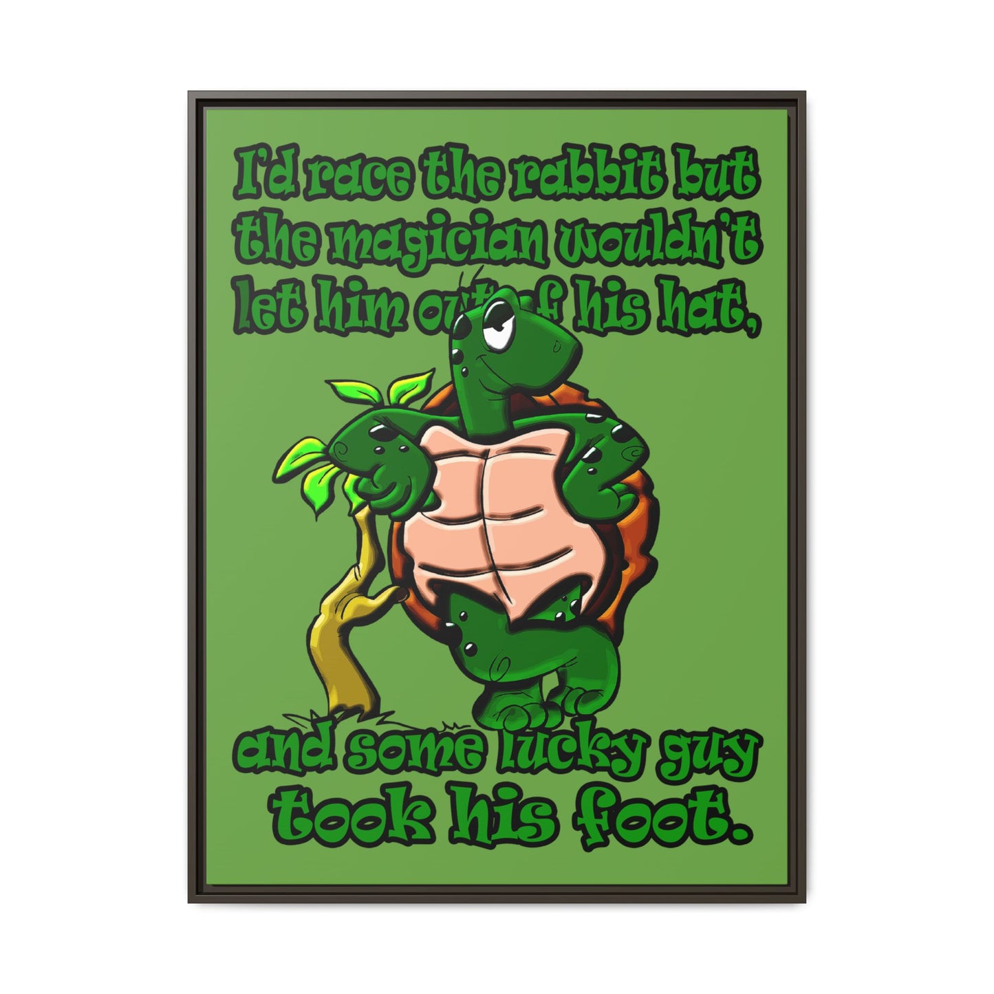 turtle race - framed canvas art (green)