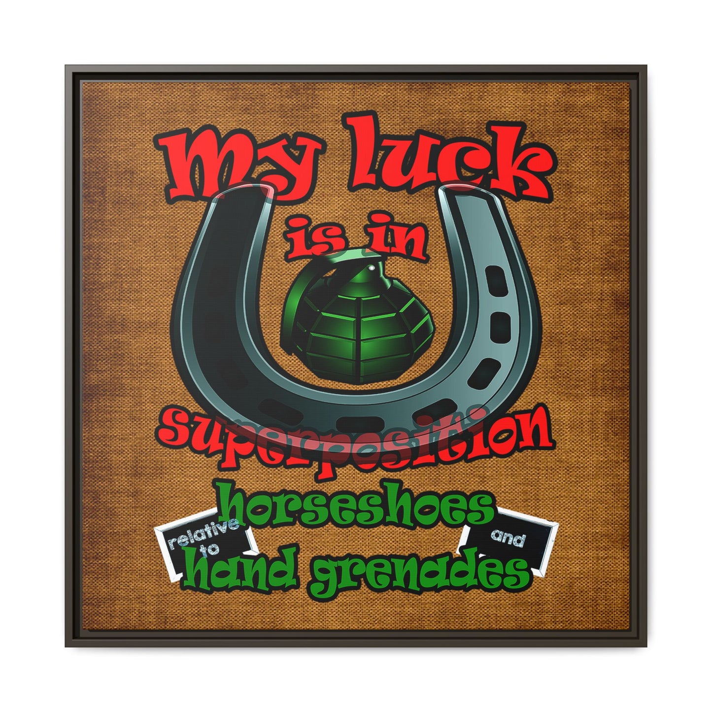 my luck - framed canvas art (brown papyrus)