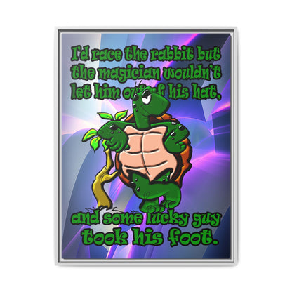 turtle race - framed canvas art (grey-pink wave)