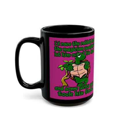 turtle race - Black Mug (pink)