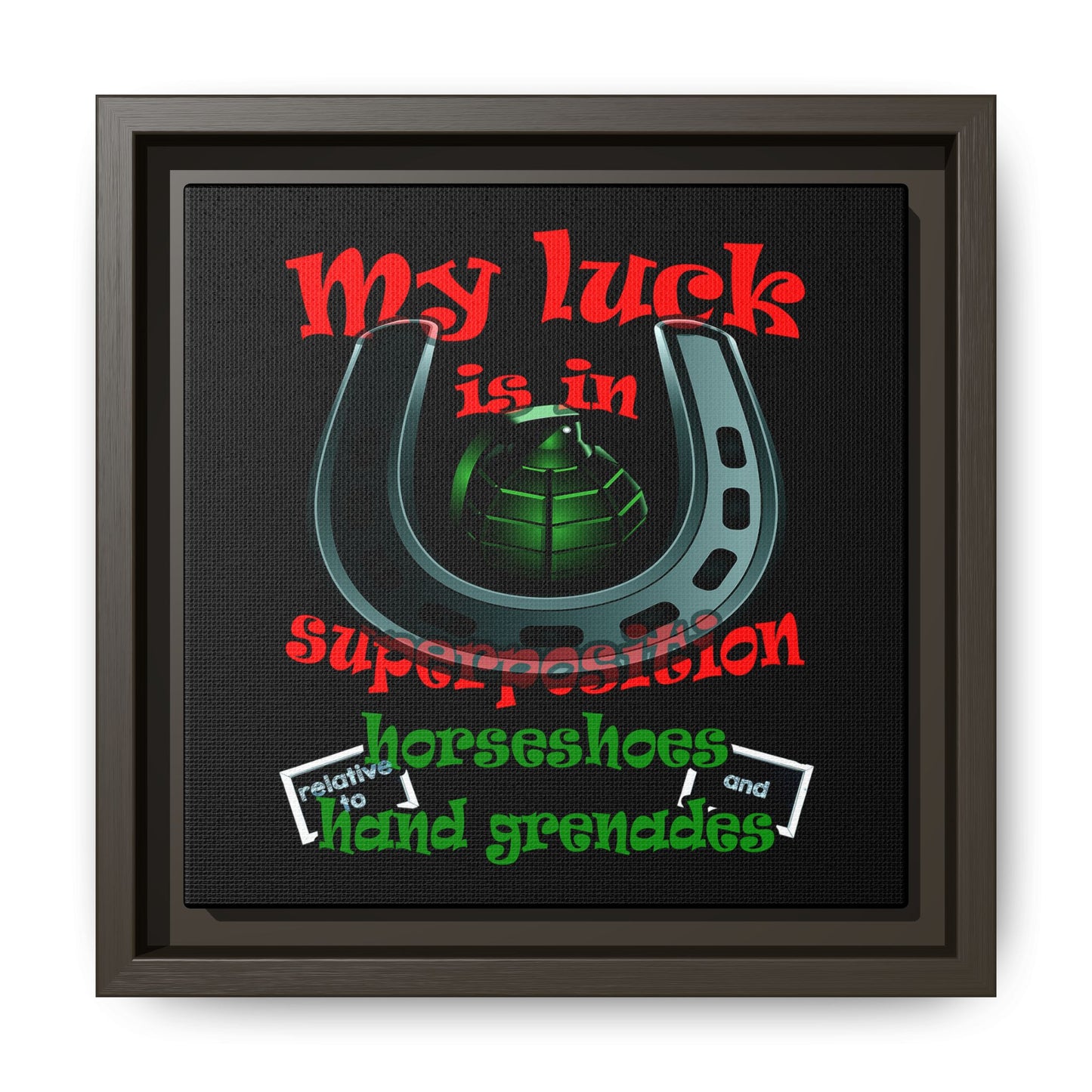 my luck - framed canvas art (black)