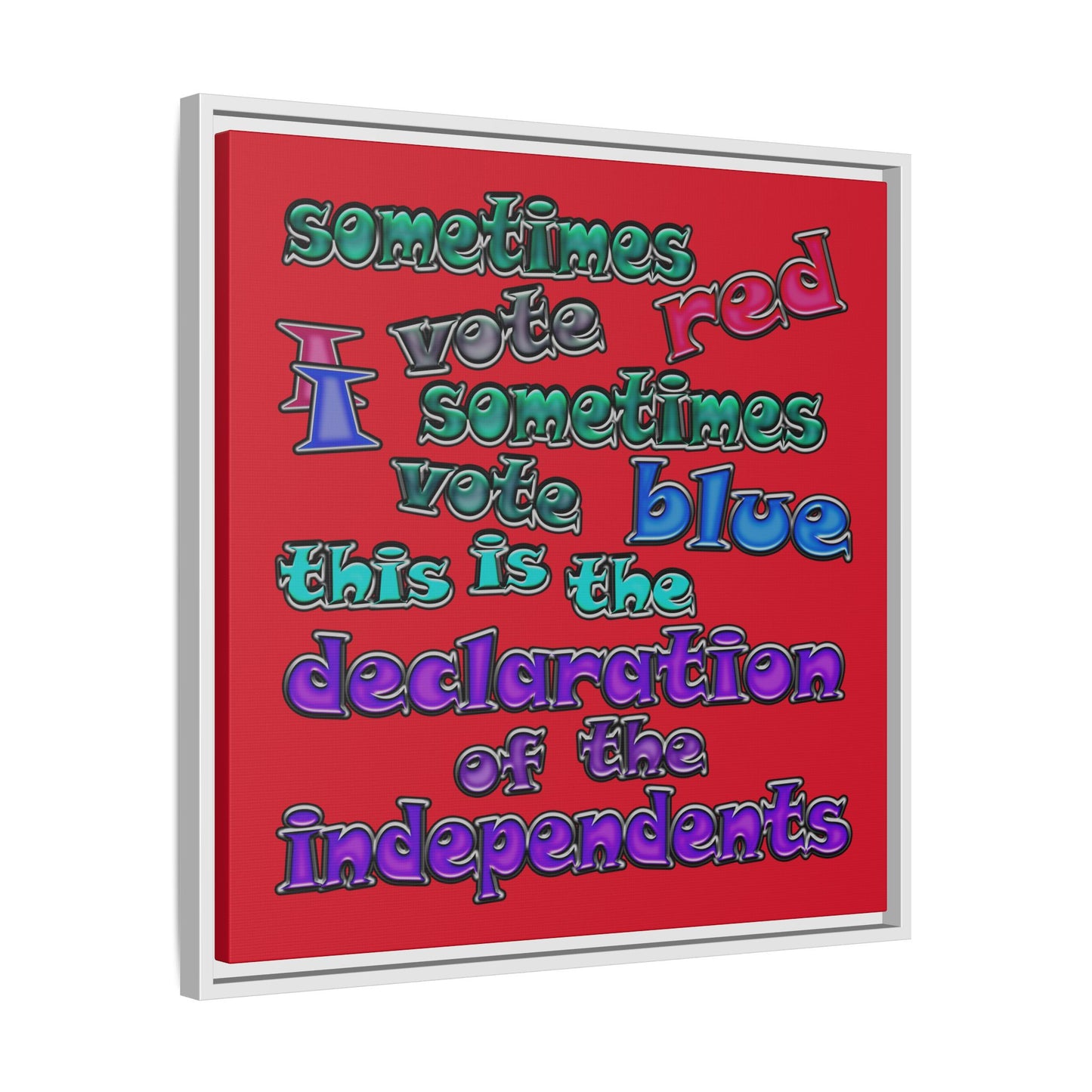 declaration of the independents - framed canvas art (dark red)
