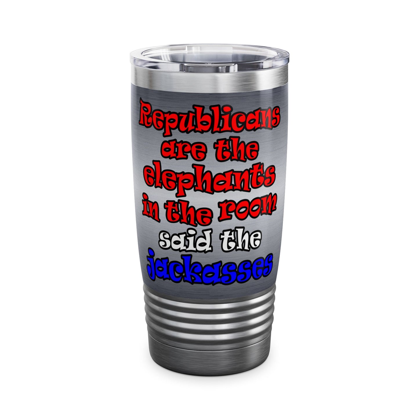 donkeys and elephants - Ringneck Tumbler, 20oz (brushed nickel)