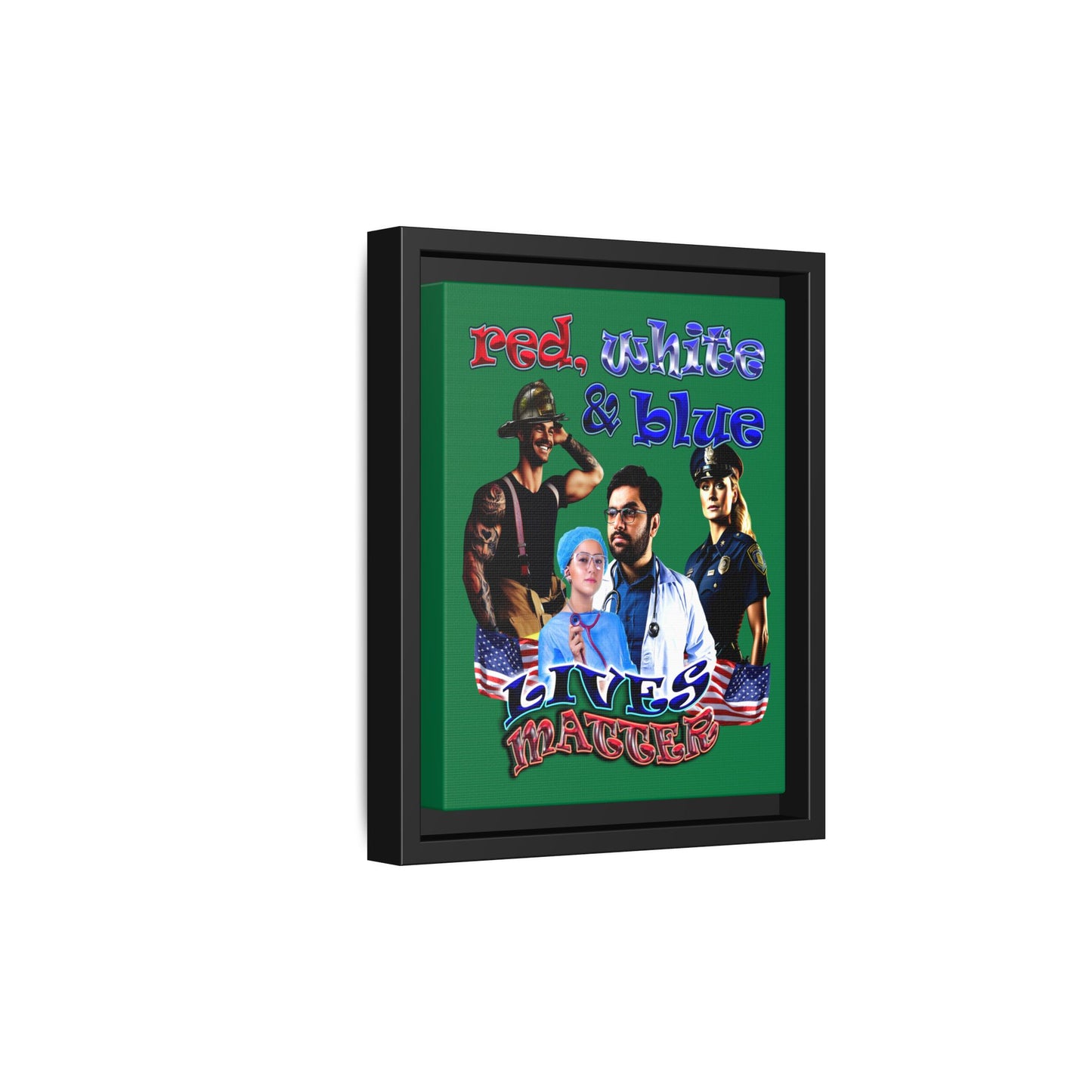 rw&b lives matter - framed canvas art (dark green)