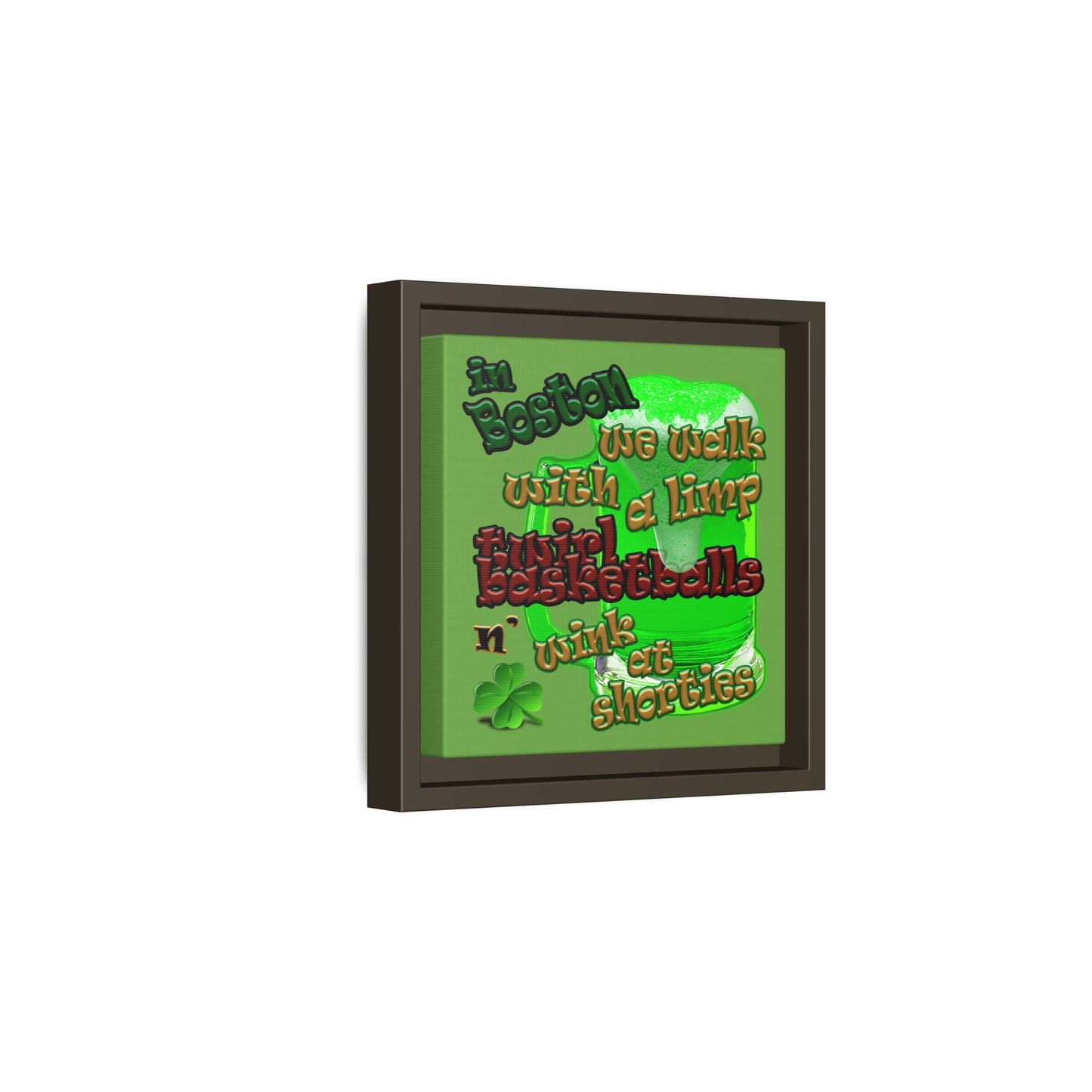 celtics logo - framed canvas art (green)