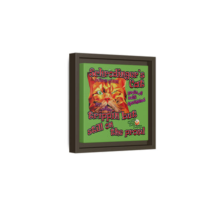schrodinger's cat - framed canvas art (green)