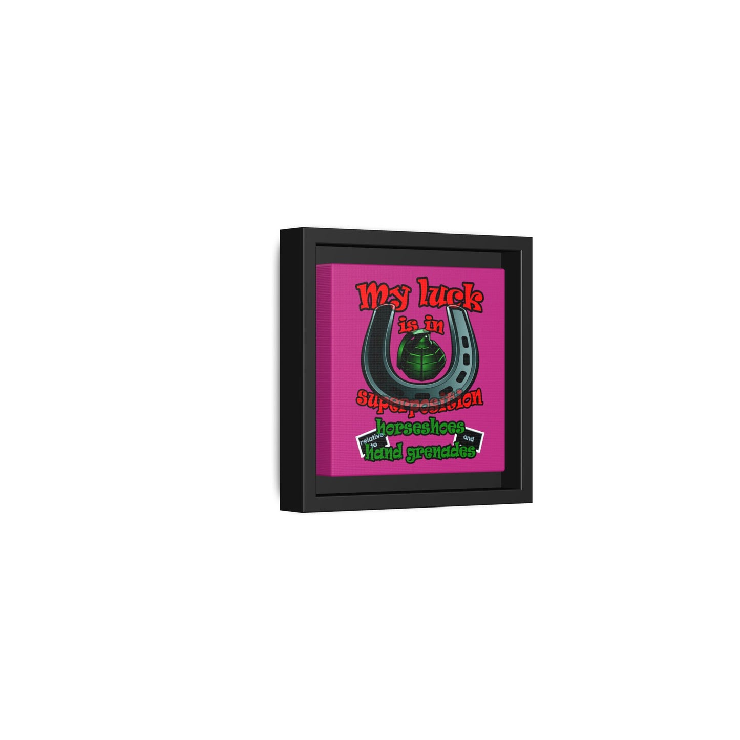 my luck - framed canvas art (pink)
