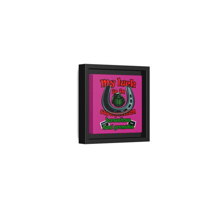my luck - framed canvas art (pink)