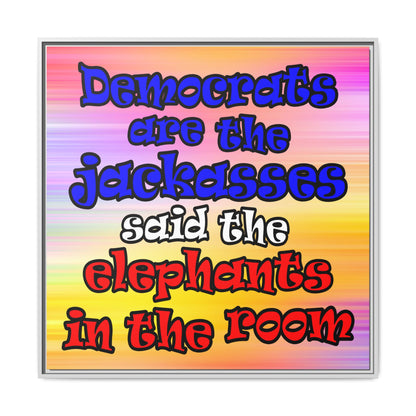 donkeys and elephants - framed canvas art (color blur)