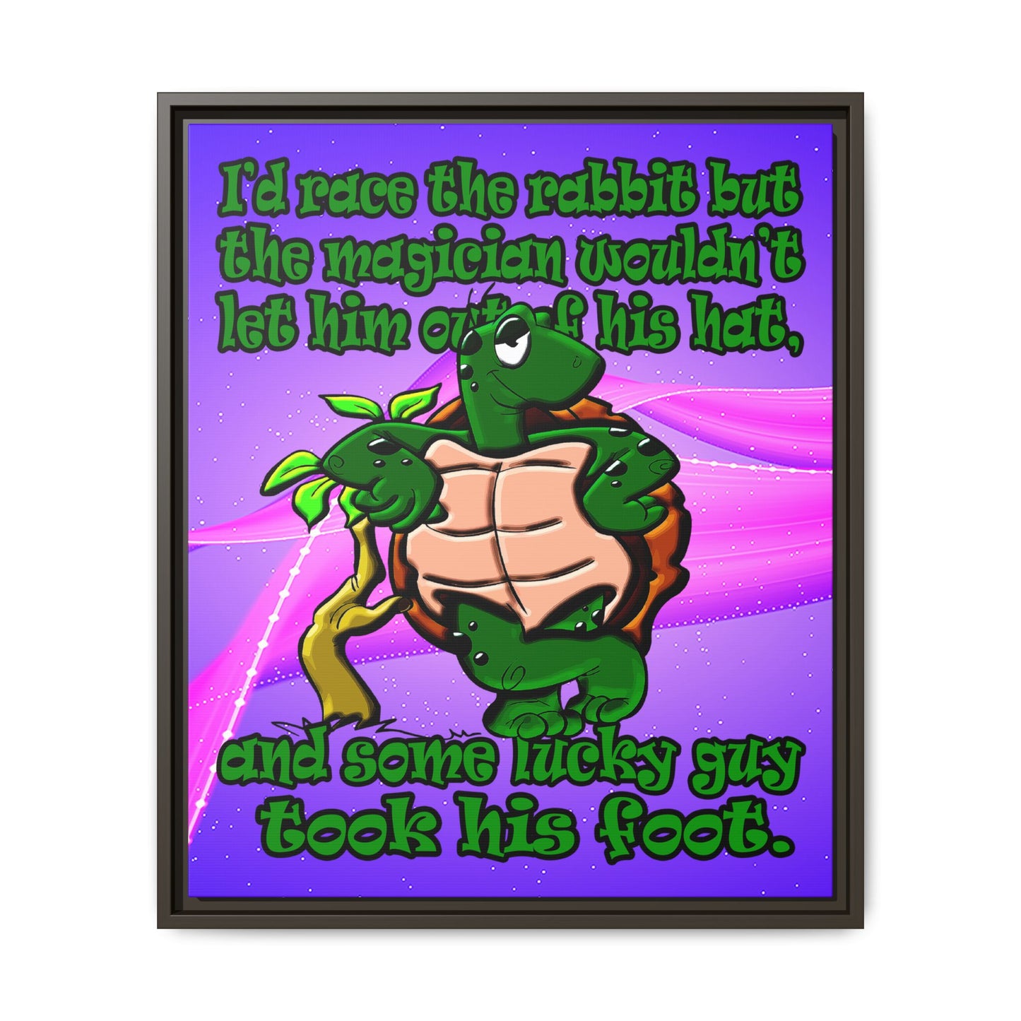 turtle race - framed canvas art (purple-pink wave)