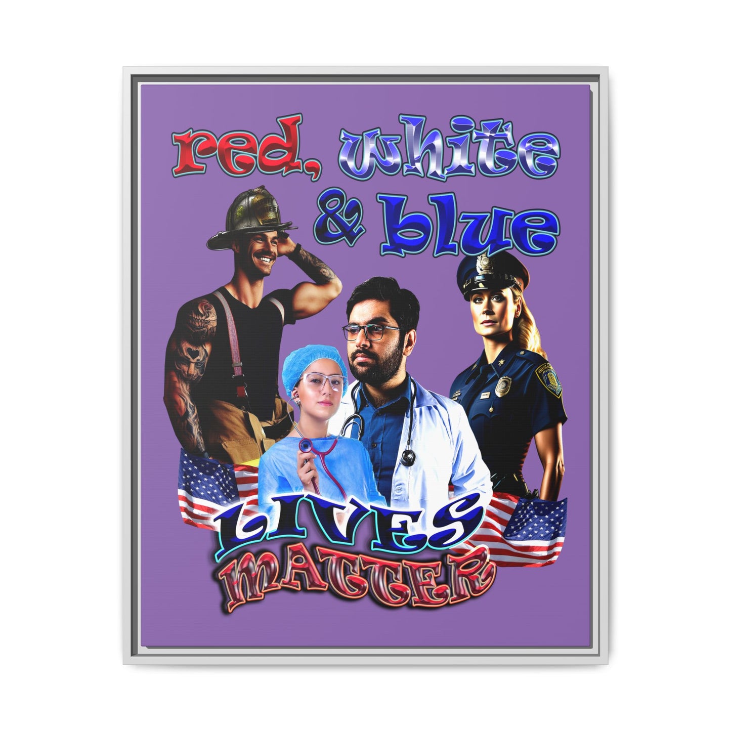 rw&b lives matter - framed canvas art (light purple)