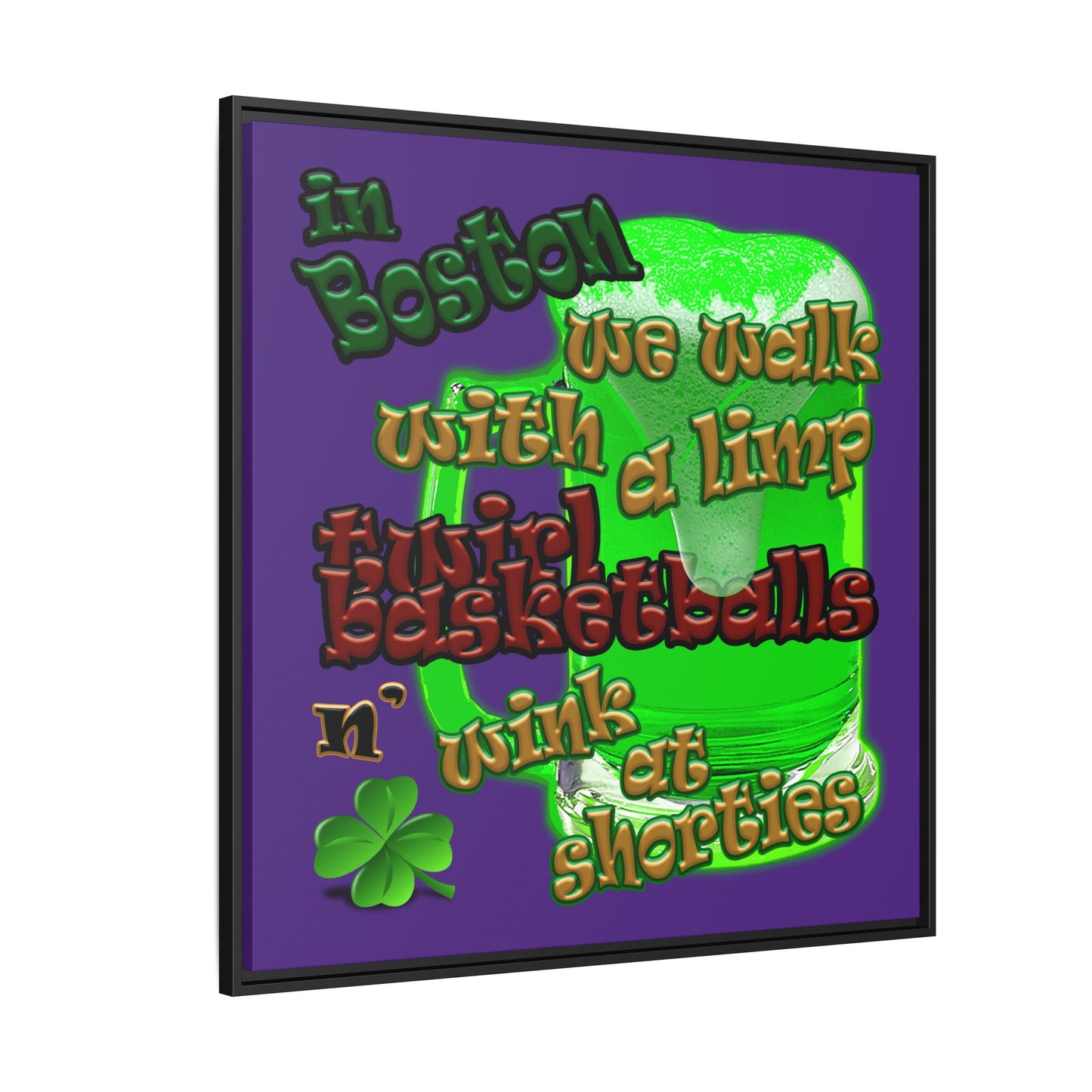 celtics logo - framed canvas art (purple)