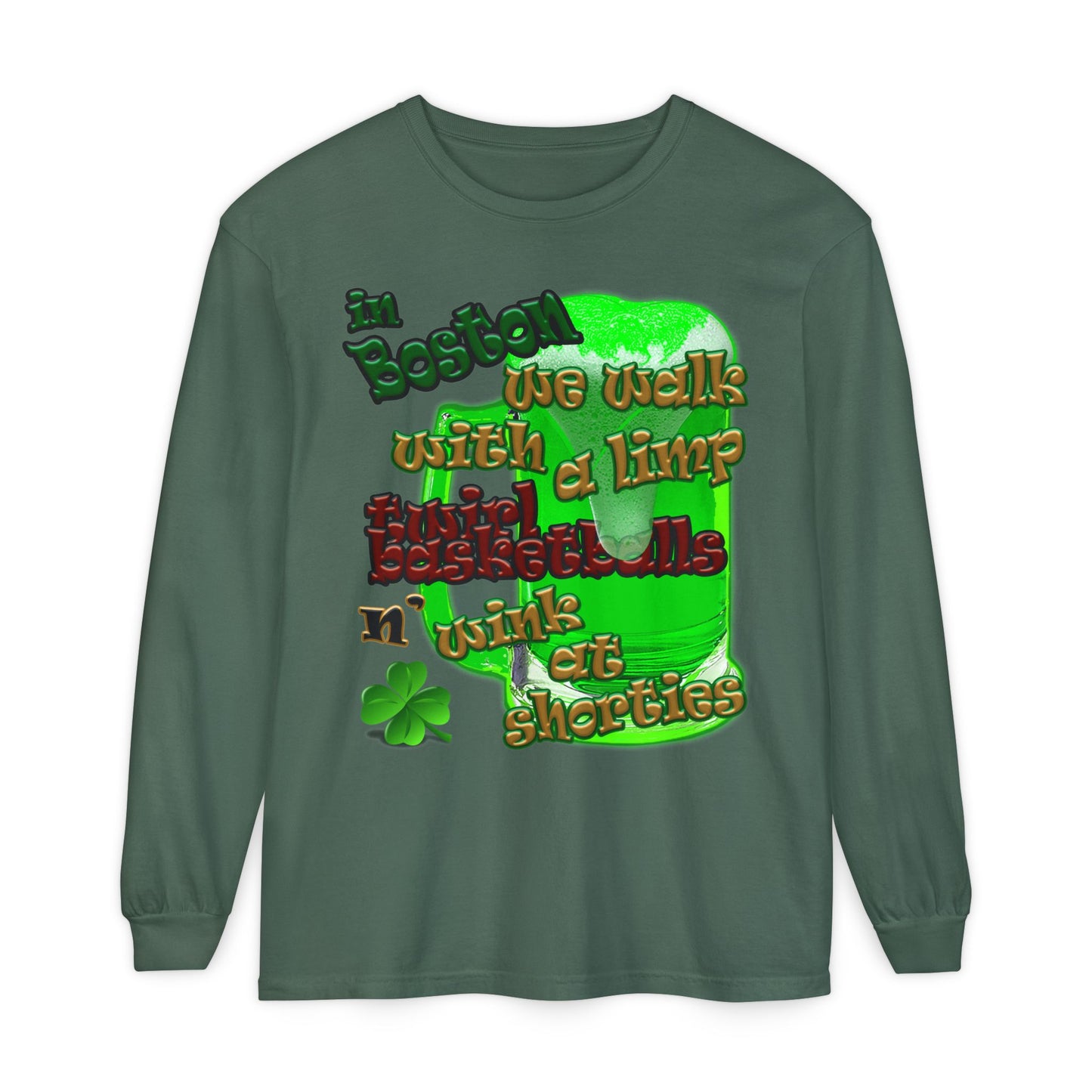 celtics logo - Unisex Garment-dyed Long Sleeve T-Shirt