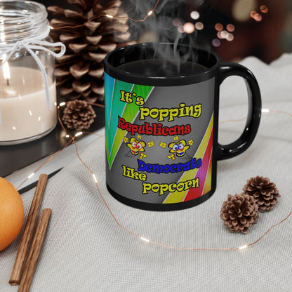 popping like popcorn - Black Mug (rainbow split)
