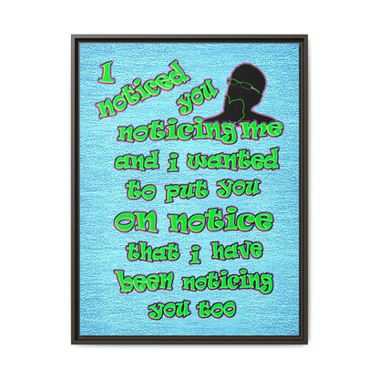 noticed you noticing - framed canvas art (faded blue)
