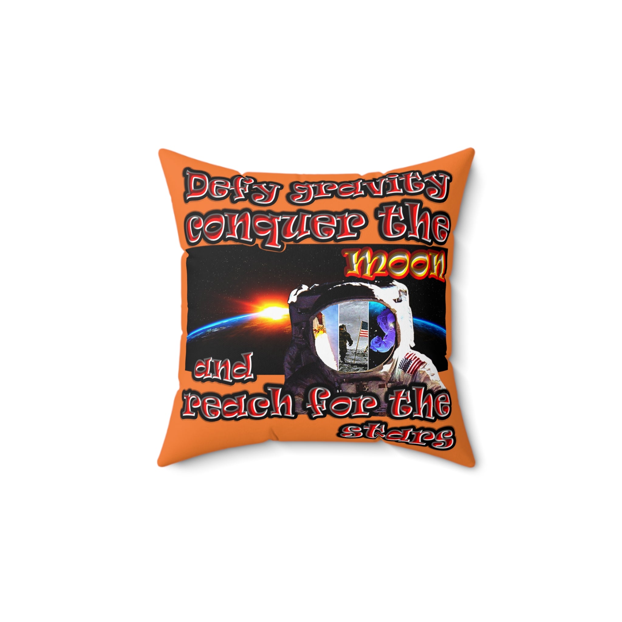 defy conquer reach - Spun Polyester Square Pillow - (crusta)