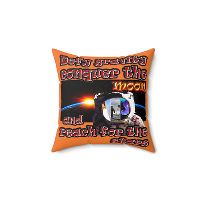 defy conquer reach - Spun Polyester Square Pillow - (crusta)