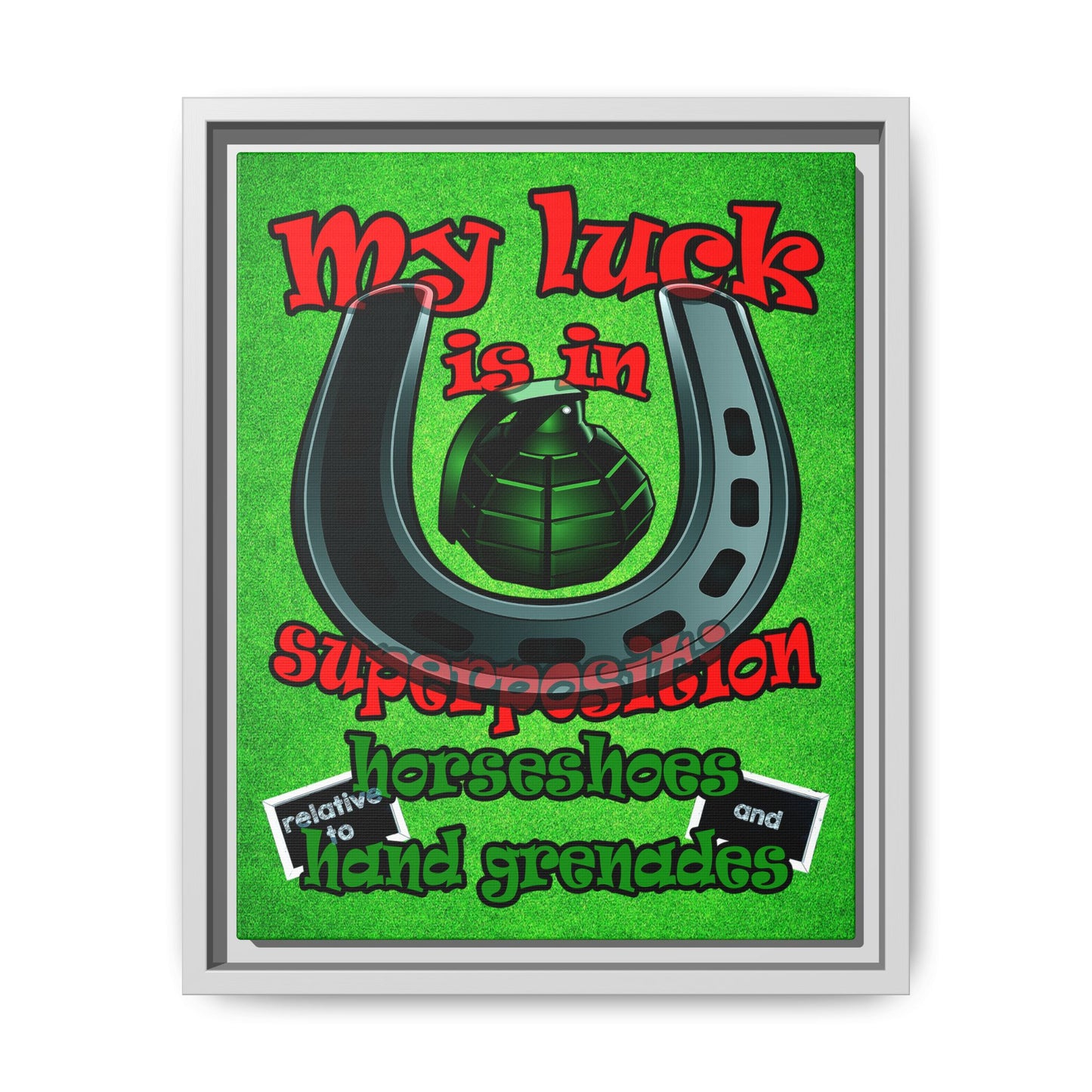my luck - framed canvas art (green turf)