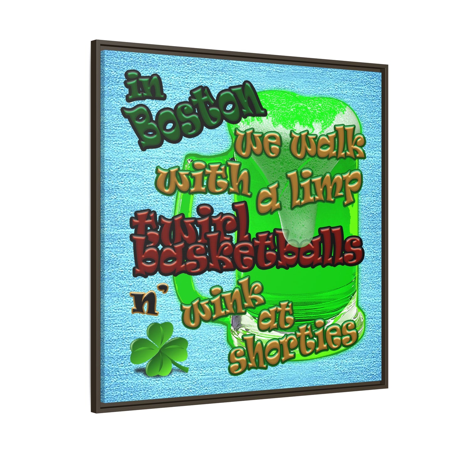 celtics logo - framed canvas art (faded blue)