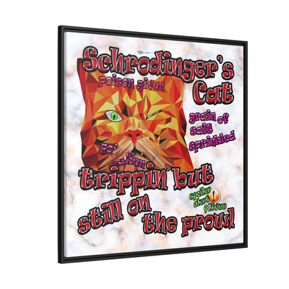 schrodinger's cat - framed canvas art (white marble)