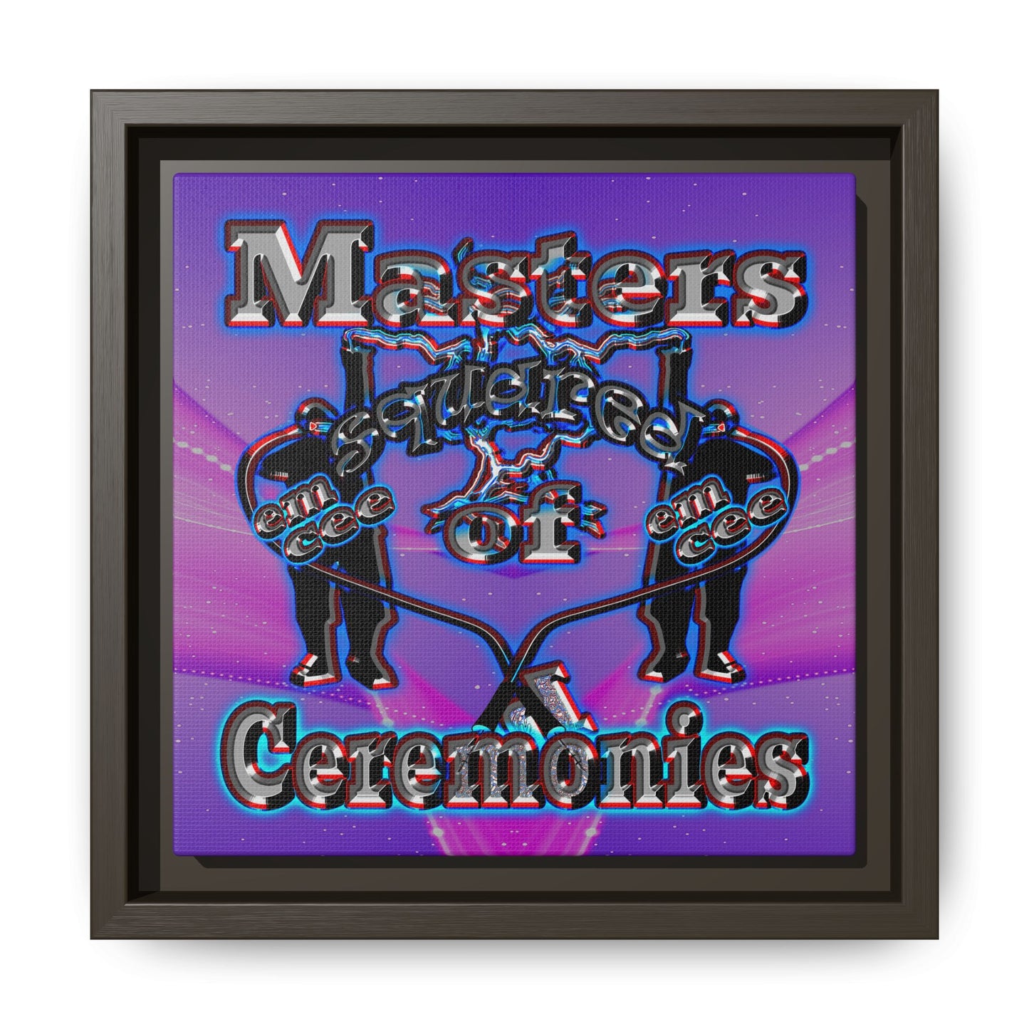 em cee squared - framed canvas art (purple-pink wave)