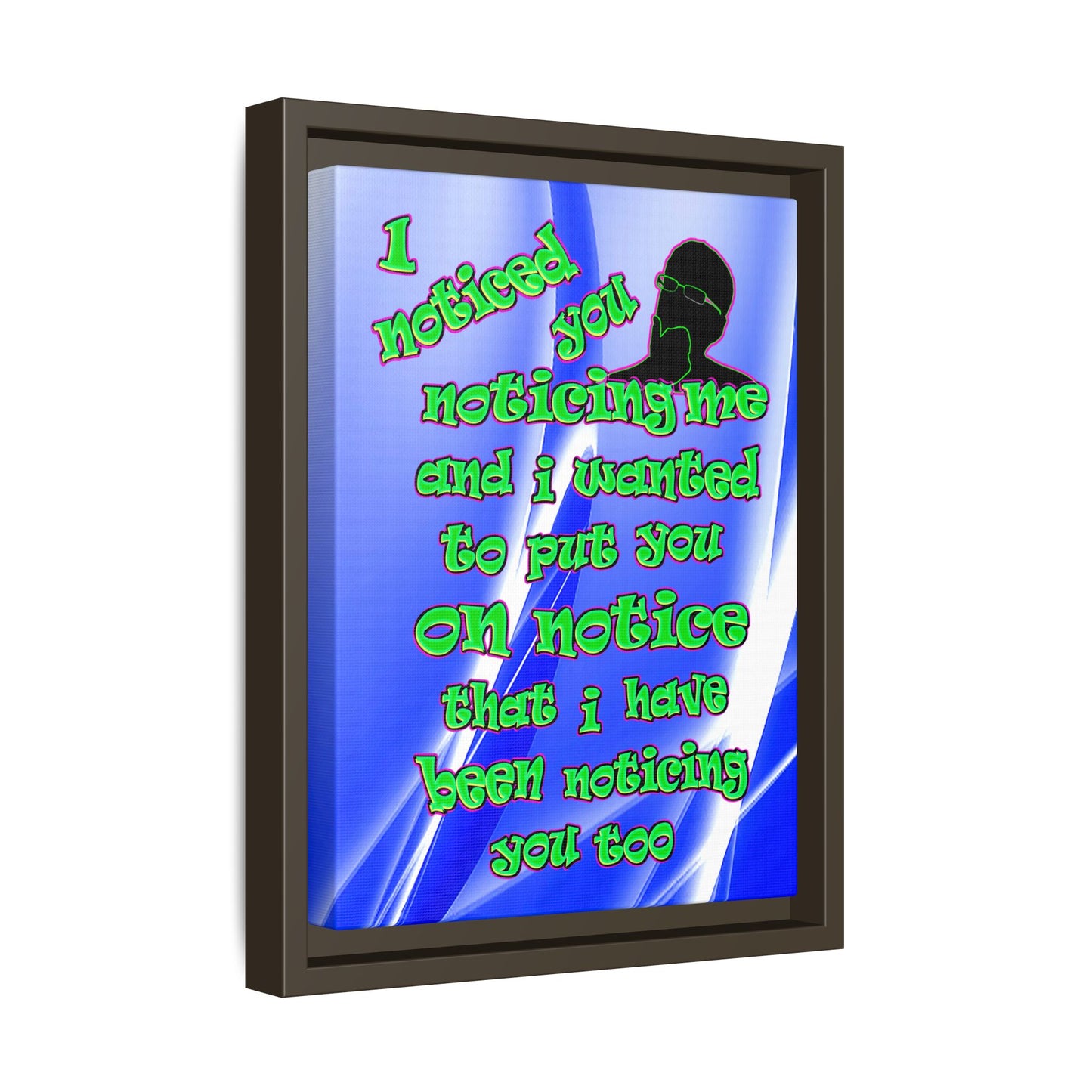 noticed you noticing - framed canvas art (blue-white wave)