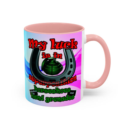 my luck - Accent Mug (light blue-pink wave)
