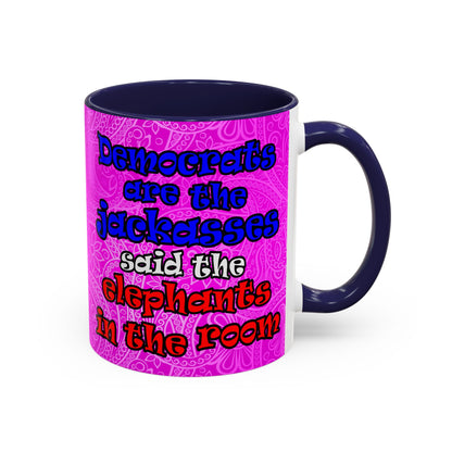 donkeys and elephants - Accent Mug (pink swirl)
