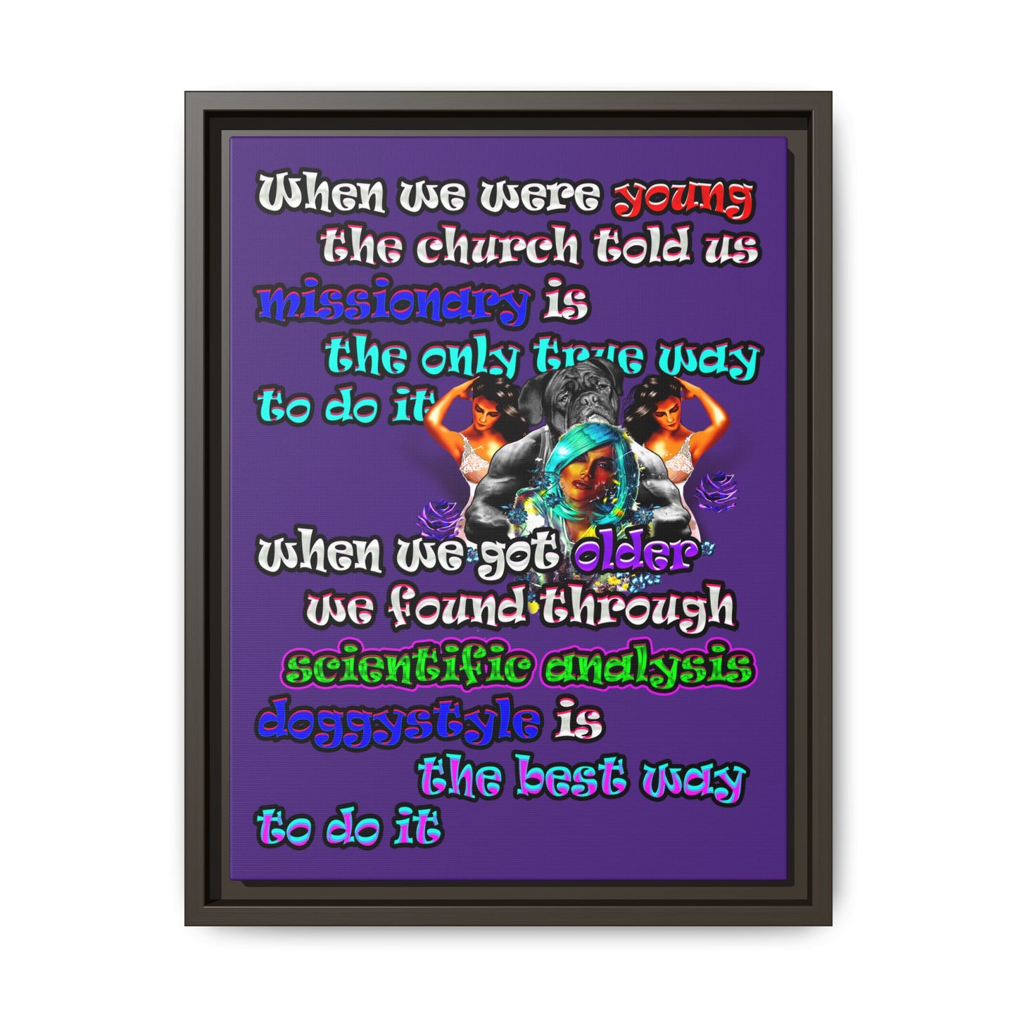 doggystyle - framed canvas art (purple)