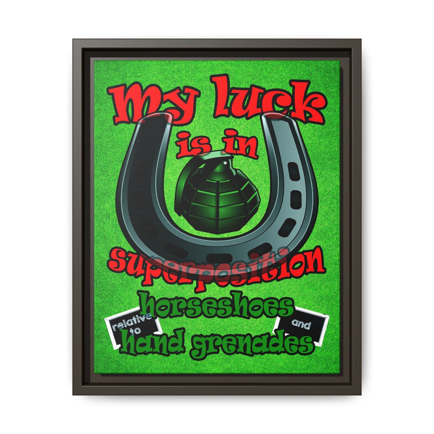 my luck - framed canvas art (green turf)