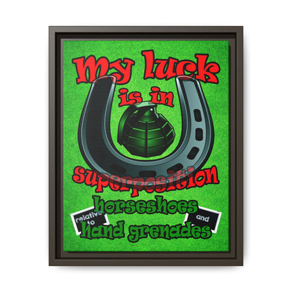 my luck - framed canvas art (green turf)