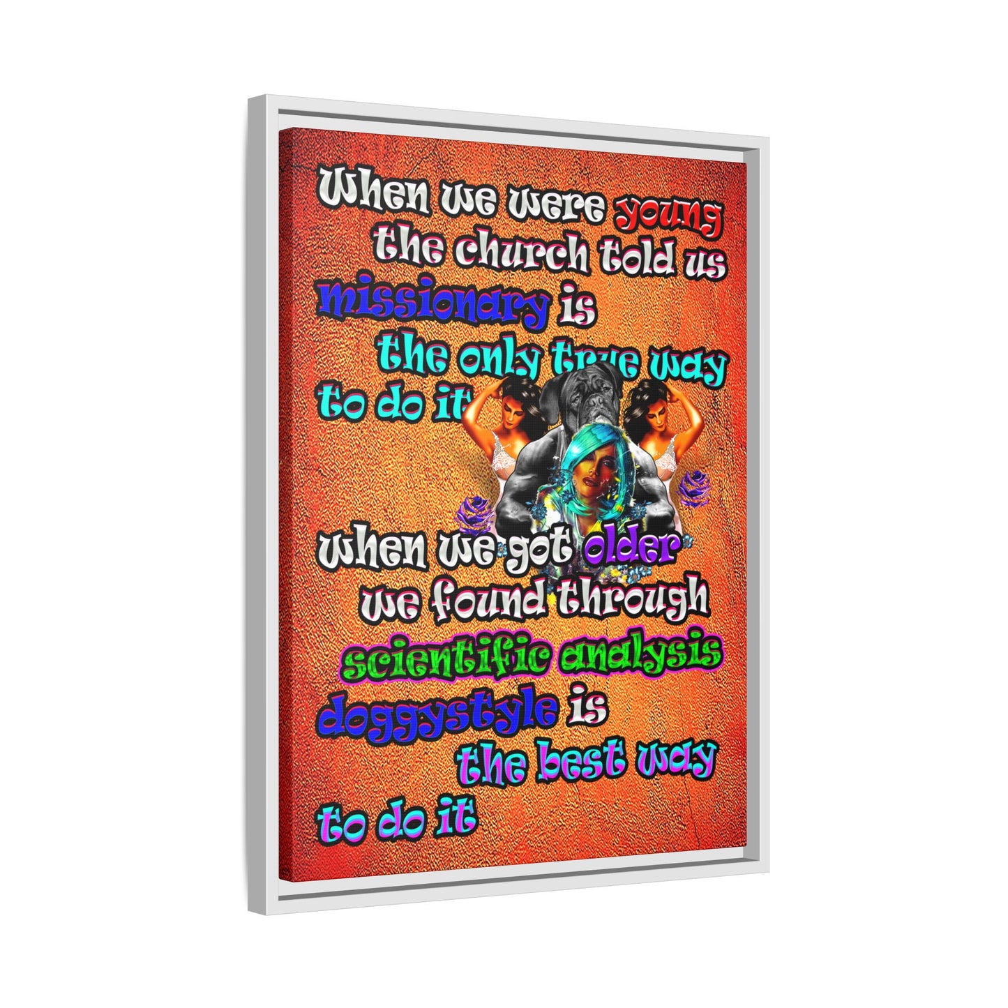 doggystyle - framed canvas art (burnt orange)