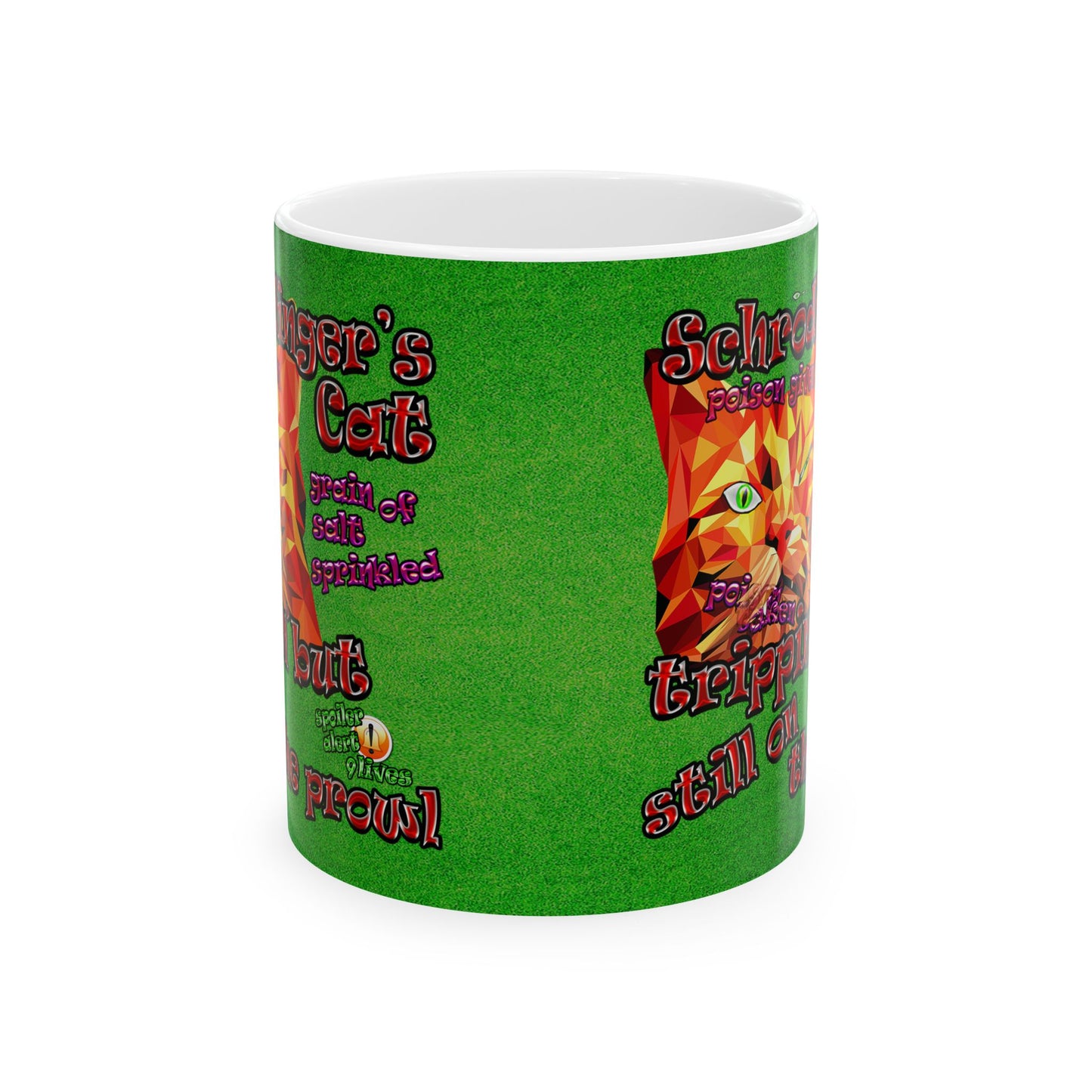 schrodinger's cat - White Mug (green turf)