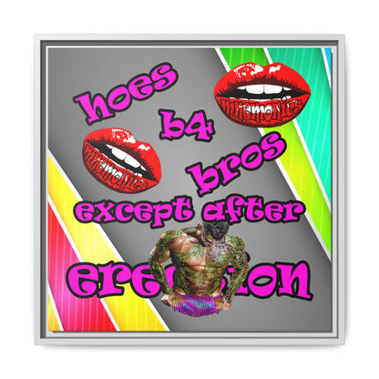 hoes b4 bros - framed canvas art (rainbow split)