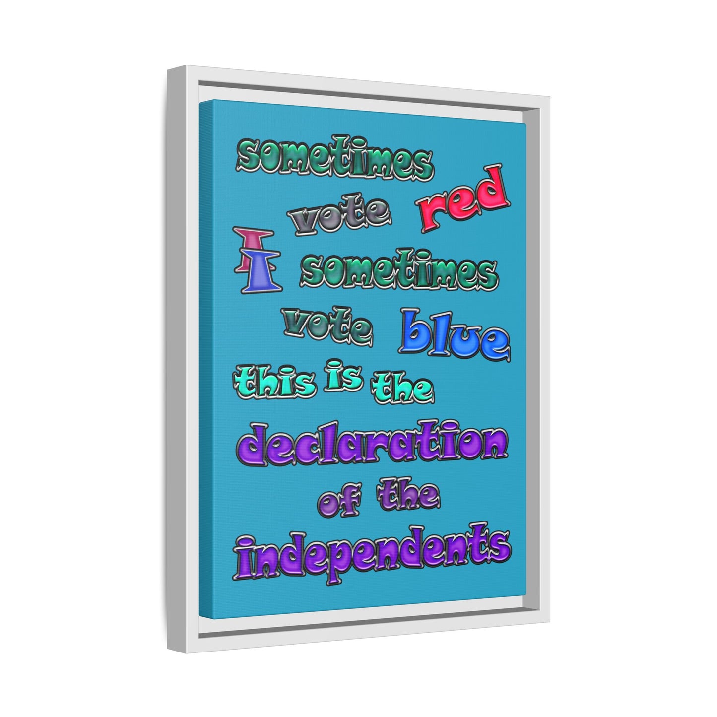 declaration of the independents - framed canvas art (turquoise)