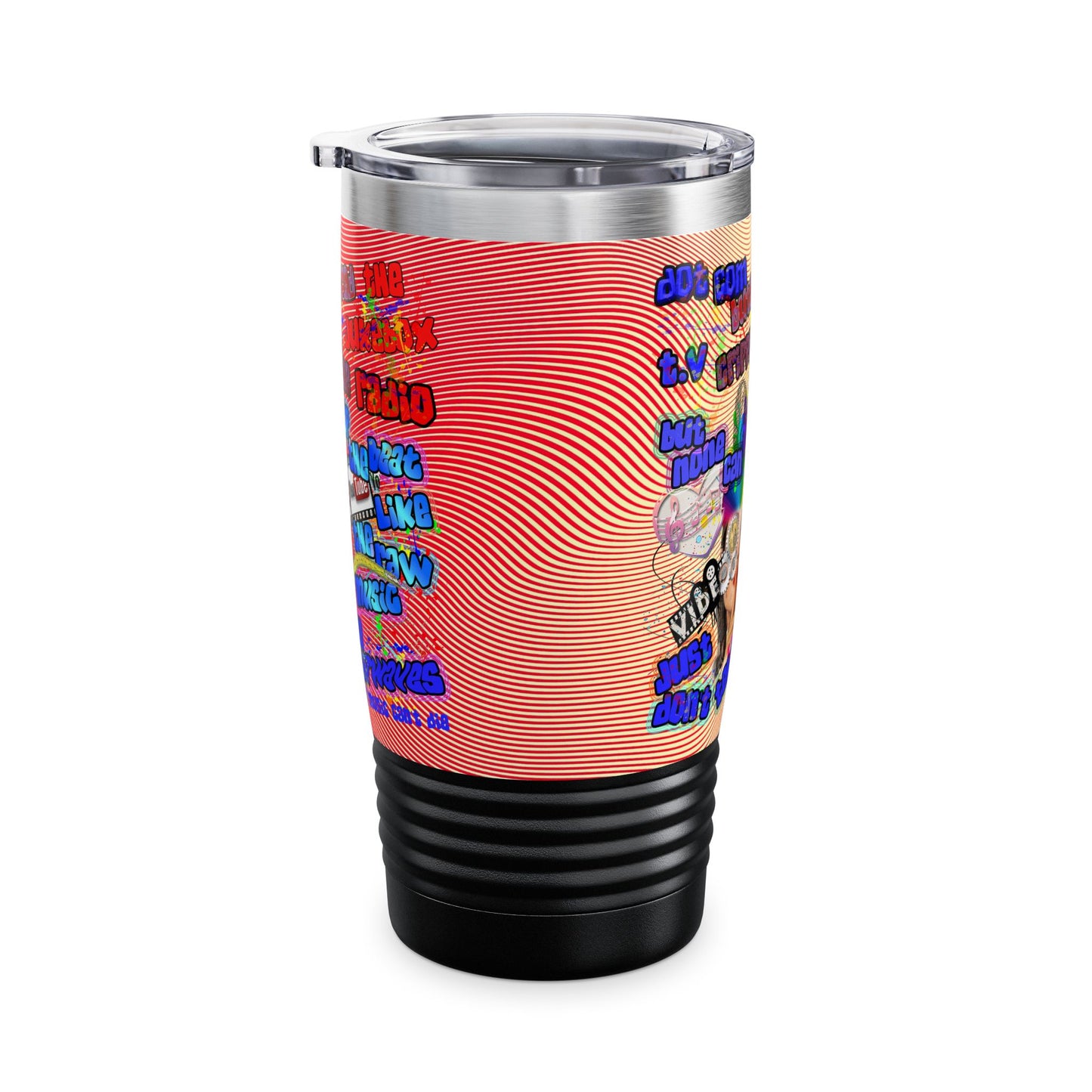 drop the beat - Ringneck Tumbler, 20oz  (yellow-orange wave)
