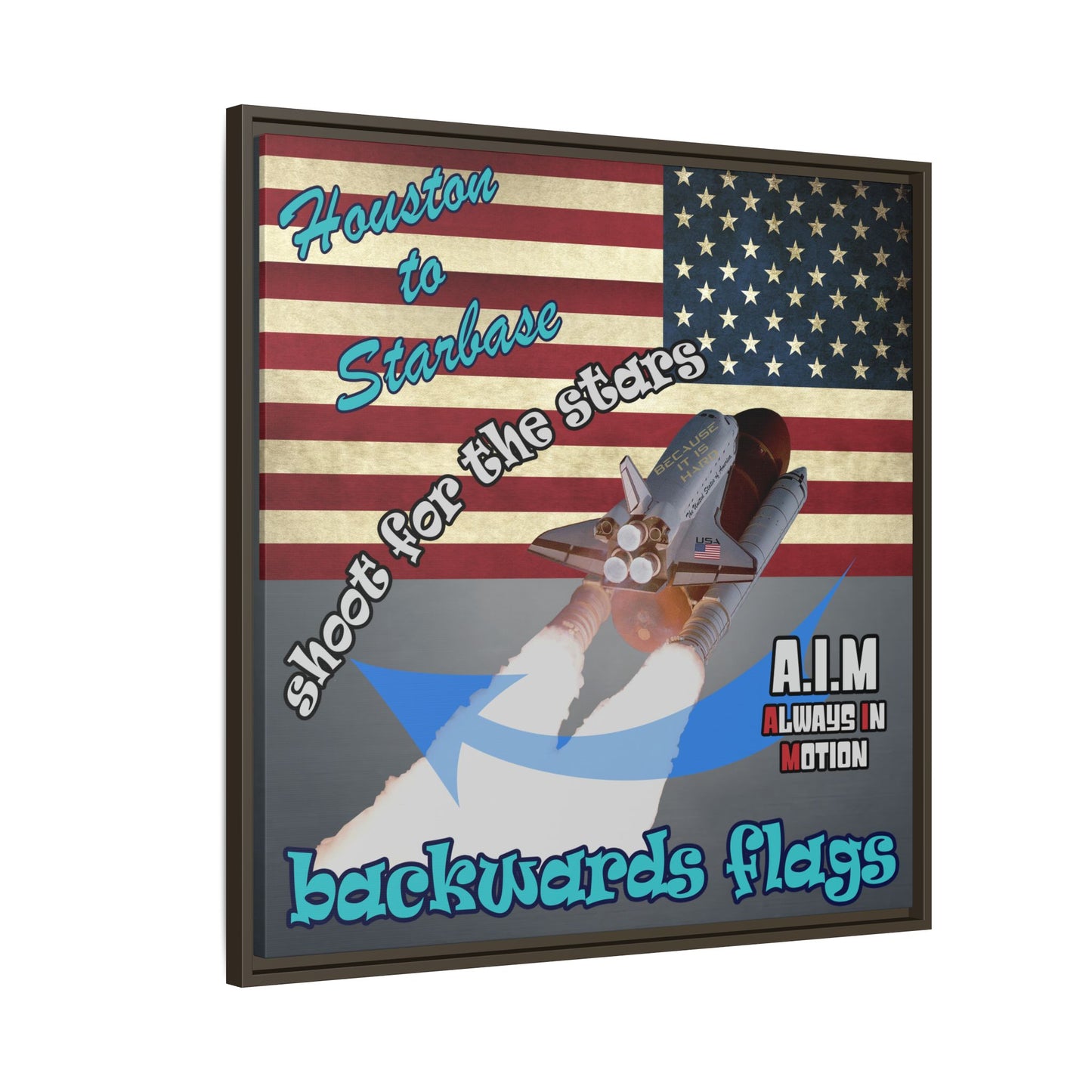 shoot for the stars - framed canvas art (grey-light grey)