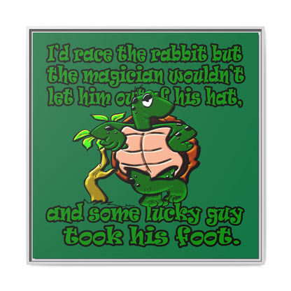 turtle race - framed canvas art (dark green)