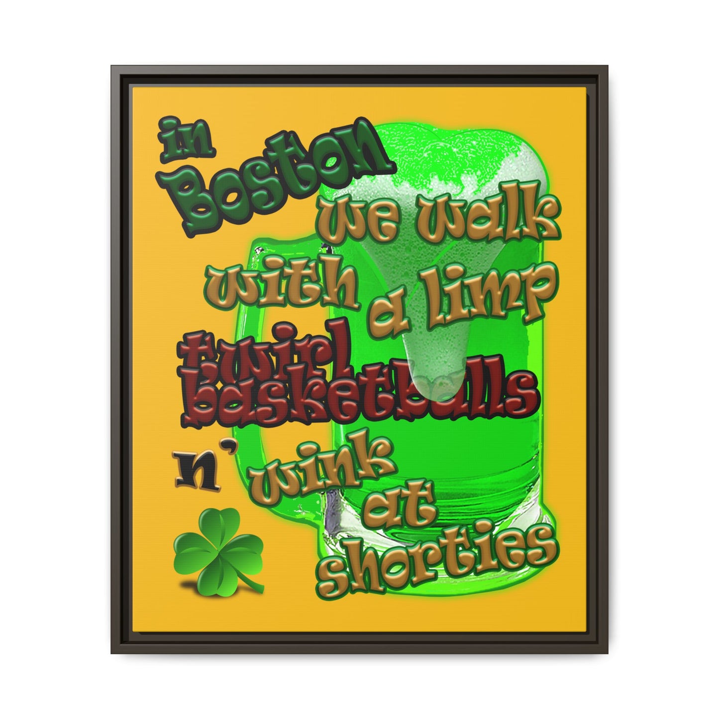 celtics logo - framed canvas art (yellow)
