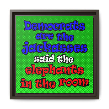 donkeys and elephants - framed canvas art (logo green)