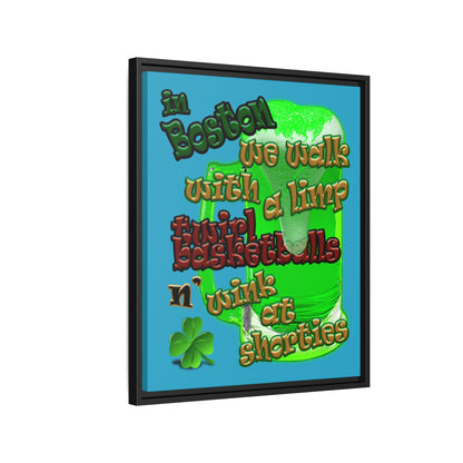 celtics logo - framed canvas art (turquoise)