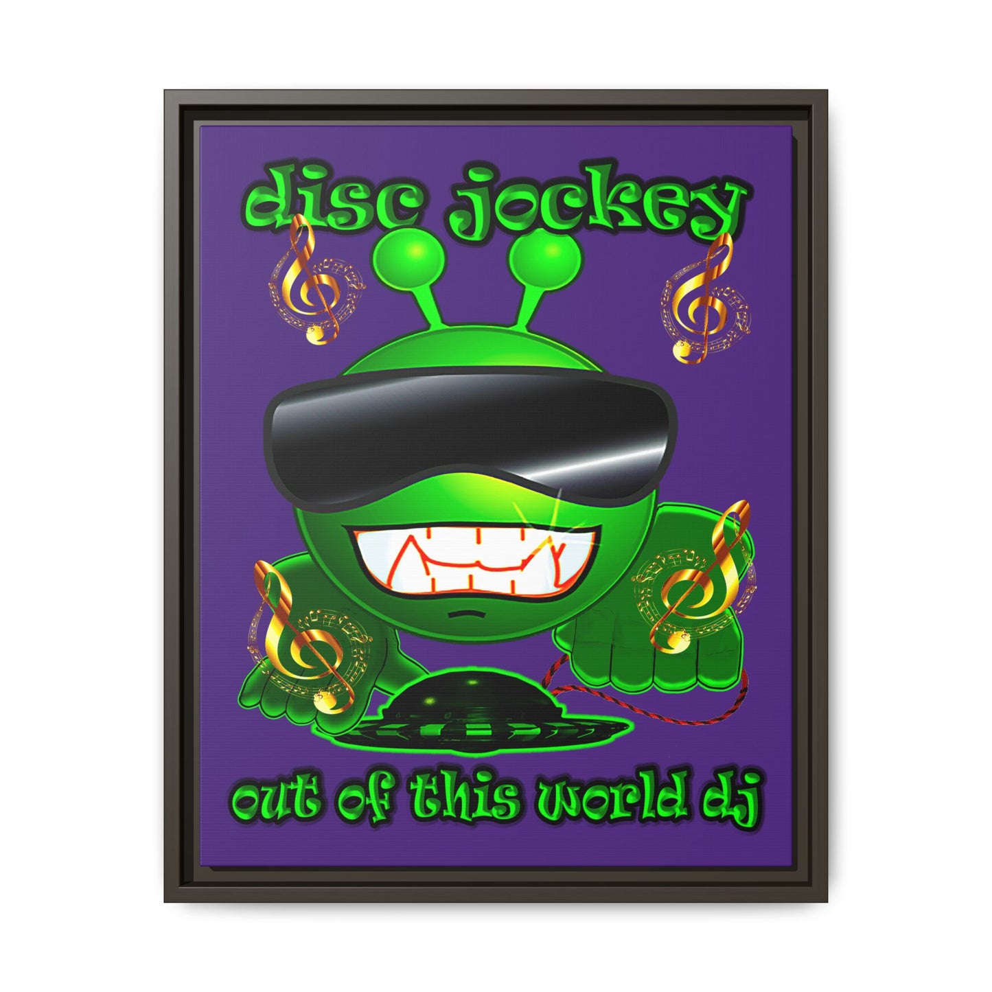 disc jockey - framed canvas art (purple)