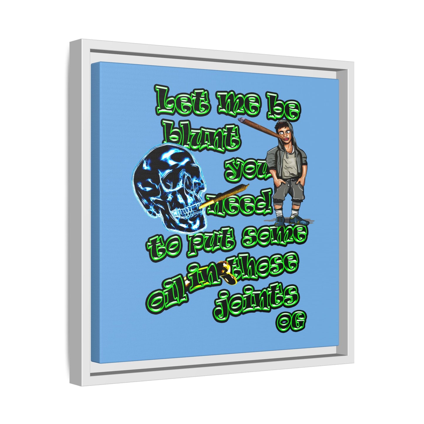og - framed canvas art (light blue)