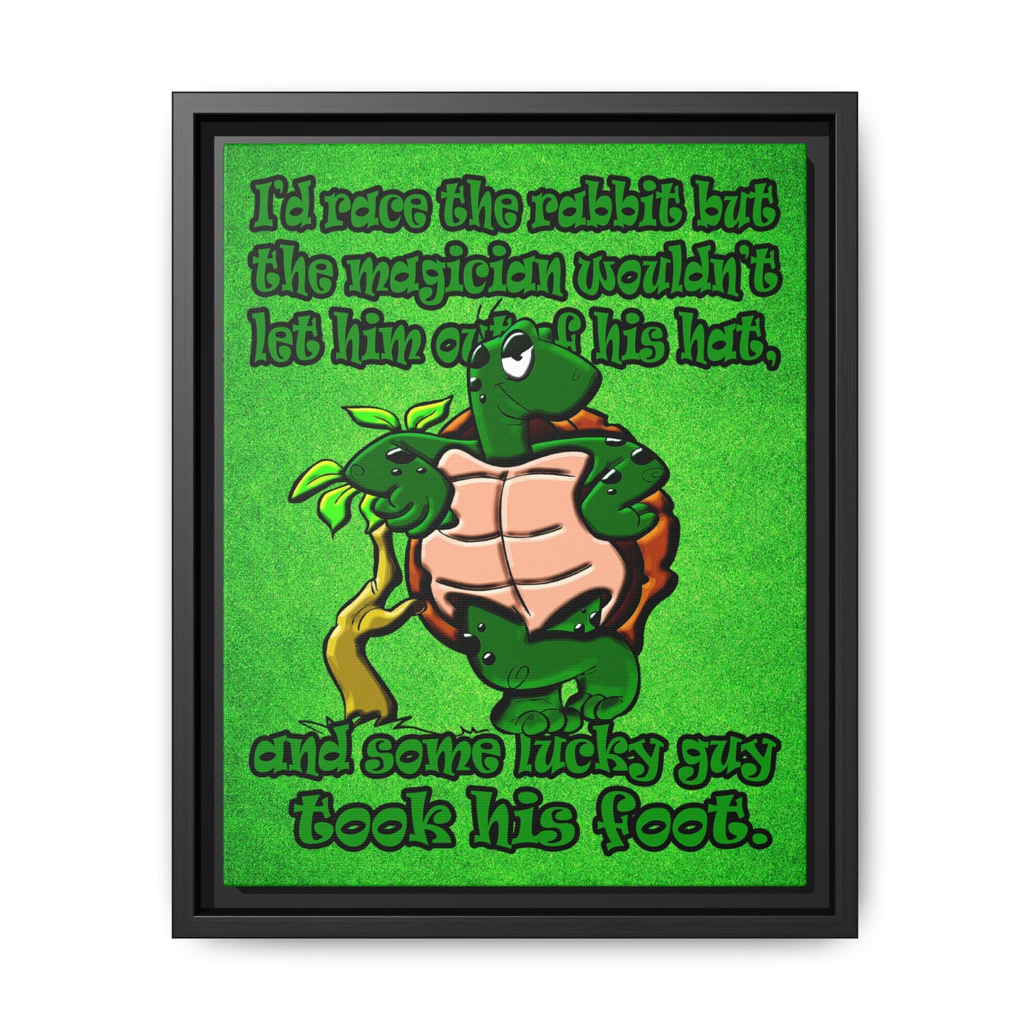 turtle race - framed canvas art (green turf)