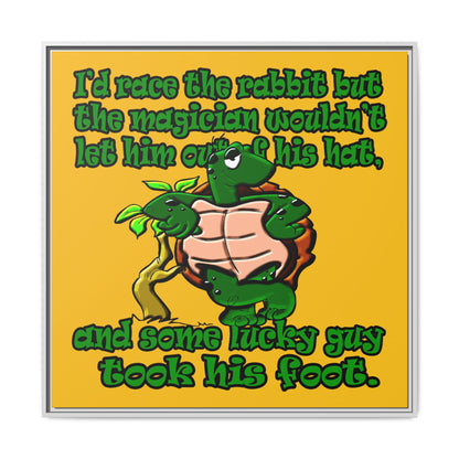 turtle race - framed canvas art (yellow)