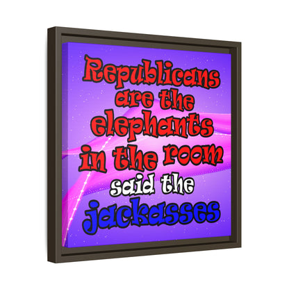 donkeys and elephants - framed canvas art (purple-pink wave)