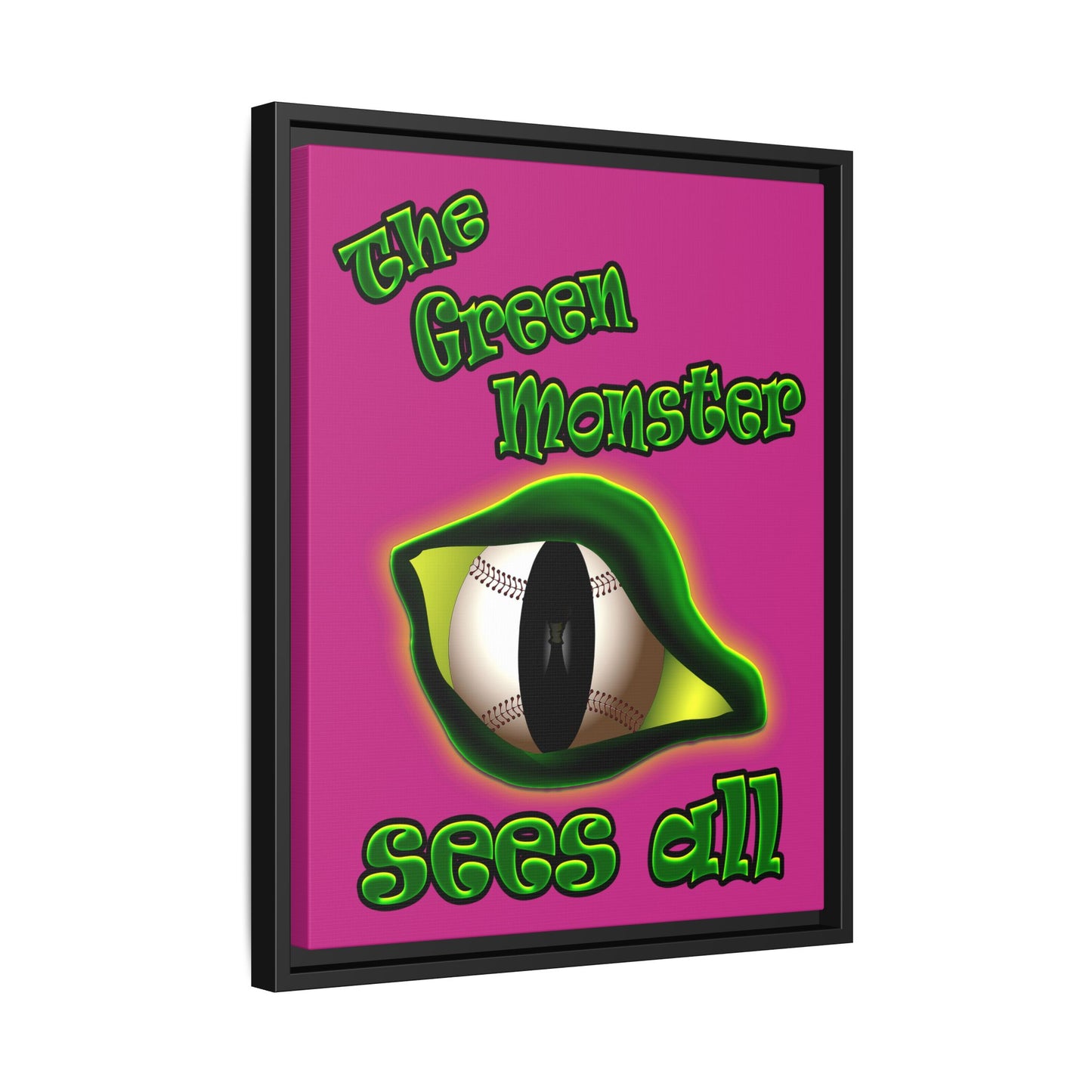 green monster - framed canvas art (pink)