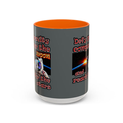 defy conquer reach - Accent Mug (dark grey)