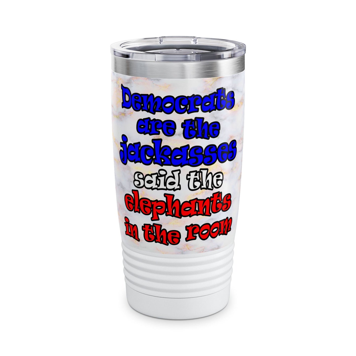 donkeys and elephants - Ringneck Tumbler, 20oz (white marble)