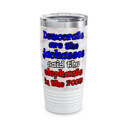 donkeys and elephants - Ringneck Tumbler, 20oz (white marble)